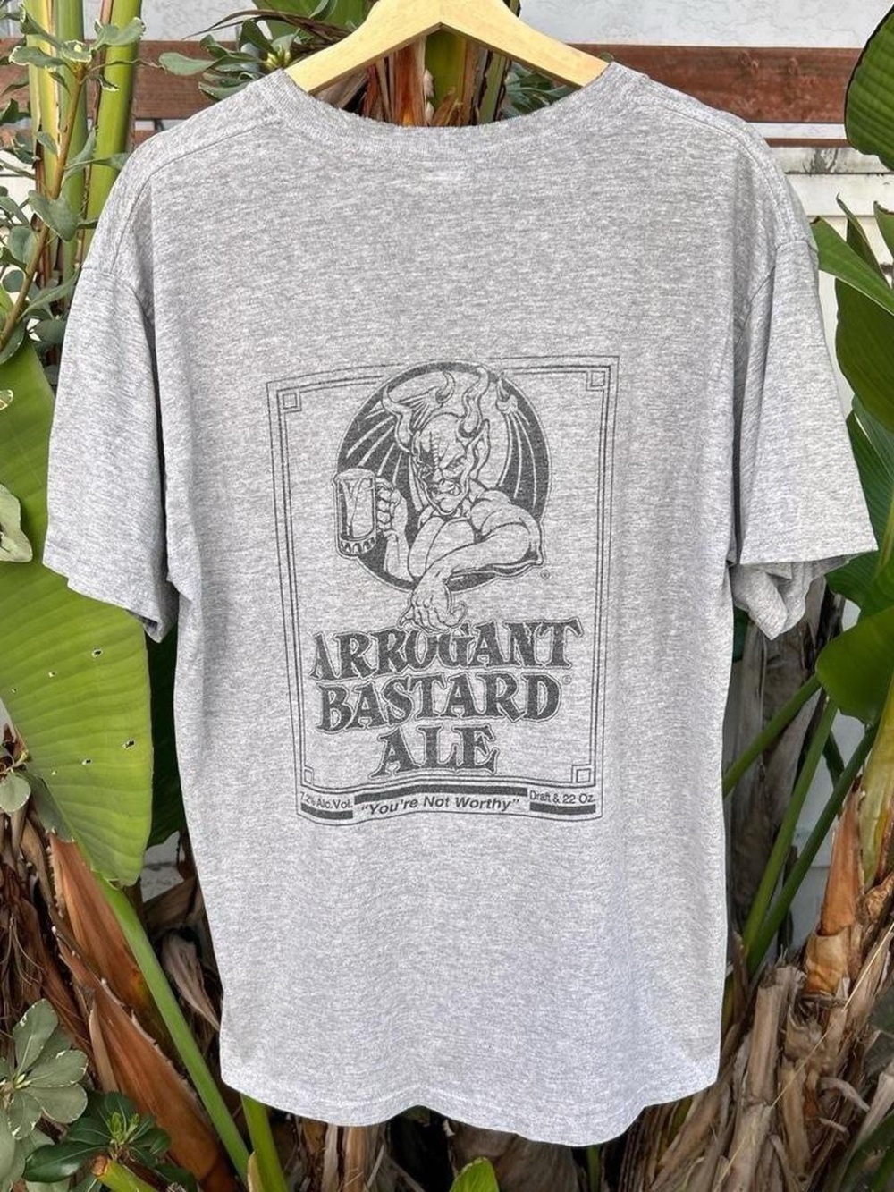 Vintage 2000s Arrogant Bastard Ale Stone Brewing T Shirt Gray Gildan L